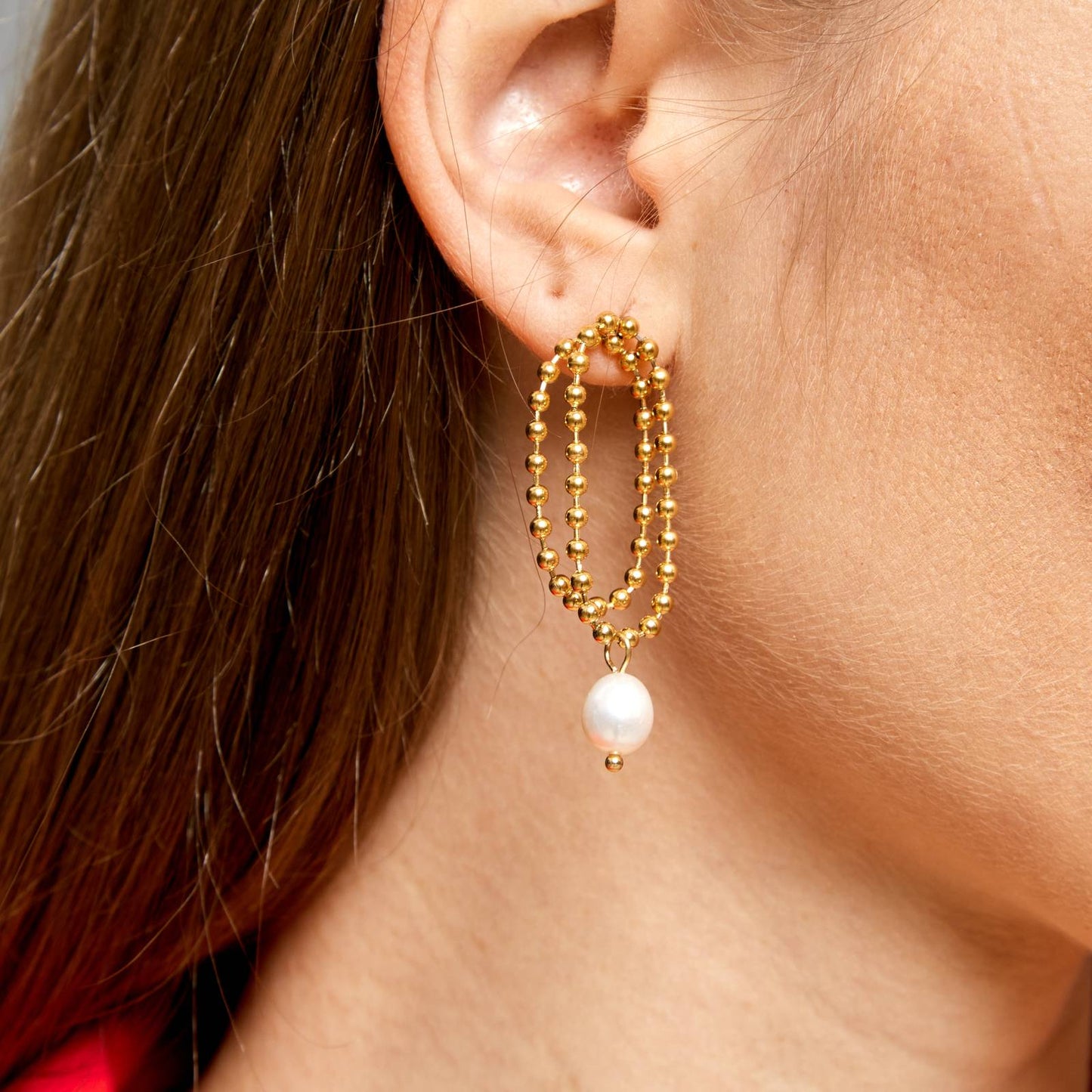 Golden Pearl Drops Earrings